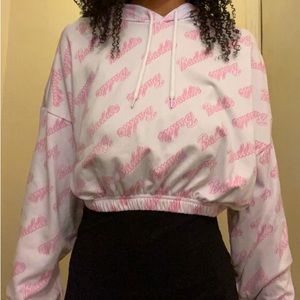 Baddie patterned cropped hoodie